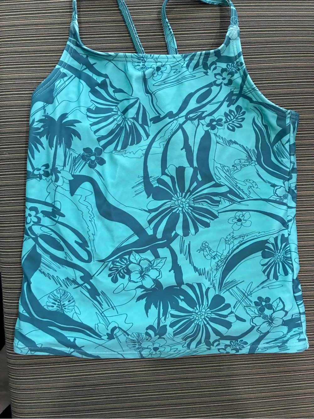 Athleta girl S 7 Turquoise Floral swim surf dream tankini Top beach pool active
